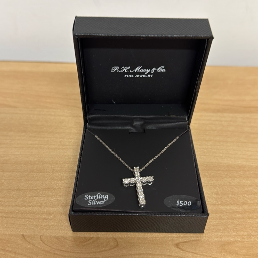 Macy's
Diamond Cross Pendant Necklace (1/4 ct. t.w.) in Sterling Silver